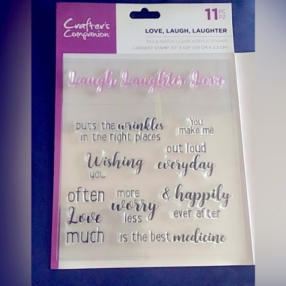 Crafter’s Companion set of 11 Mix & Match Clear Acrylic Stamps Love, Laughter - Picture 2 of 3
